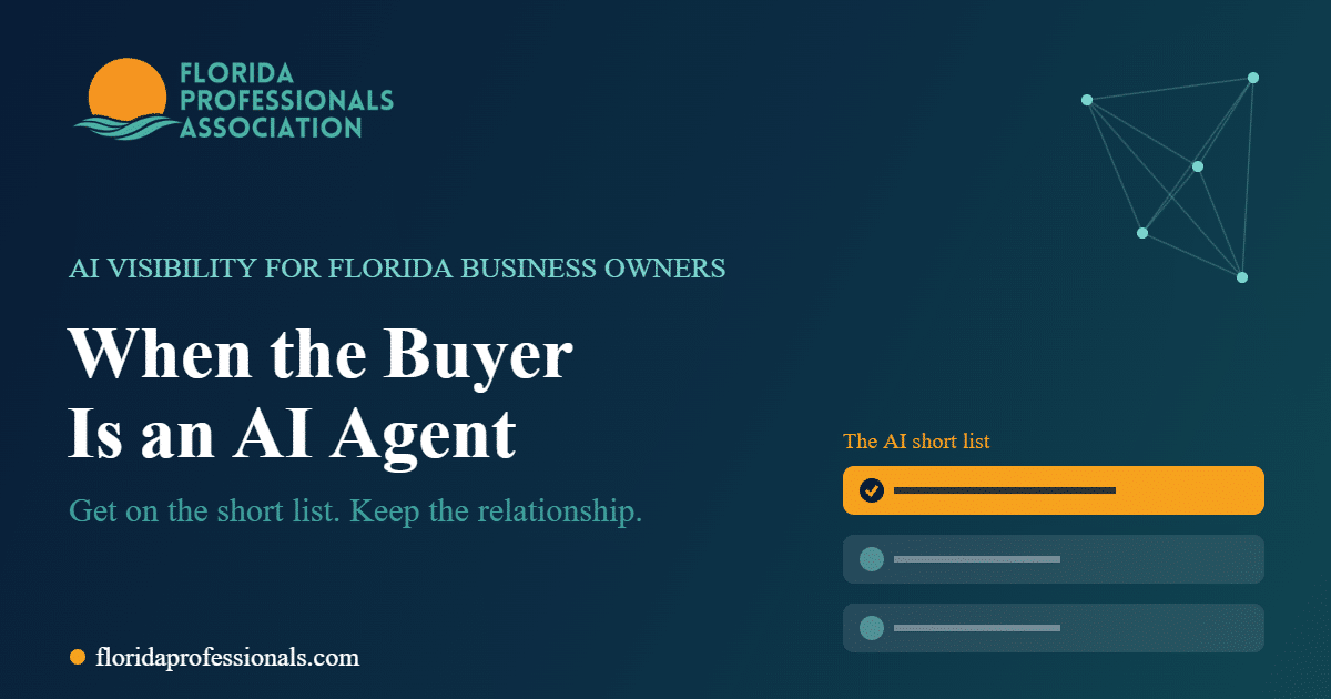 Florida Professionals Association graphic on getting on the AI agent short list