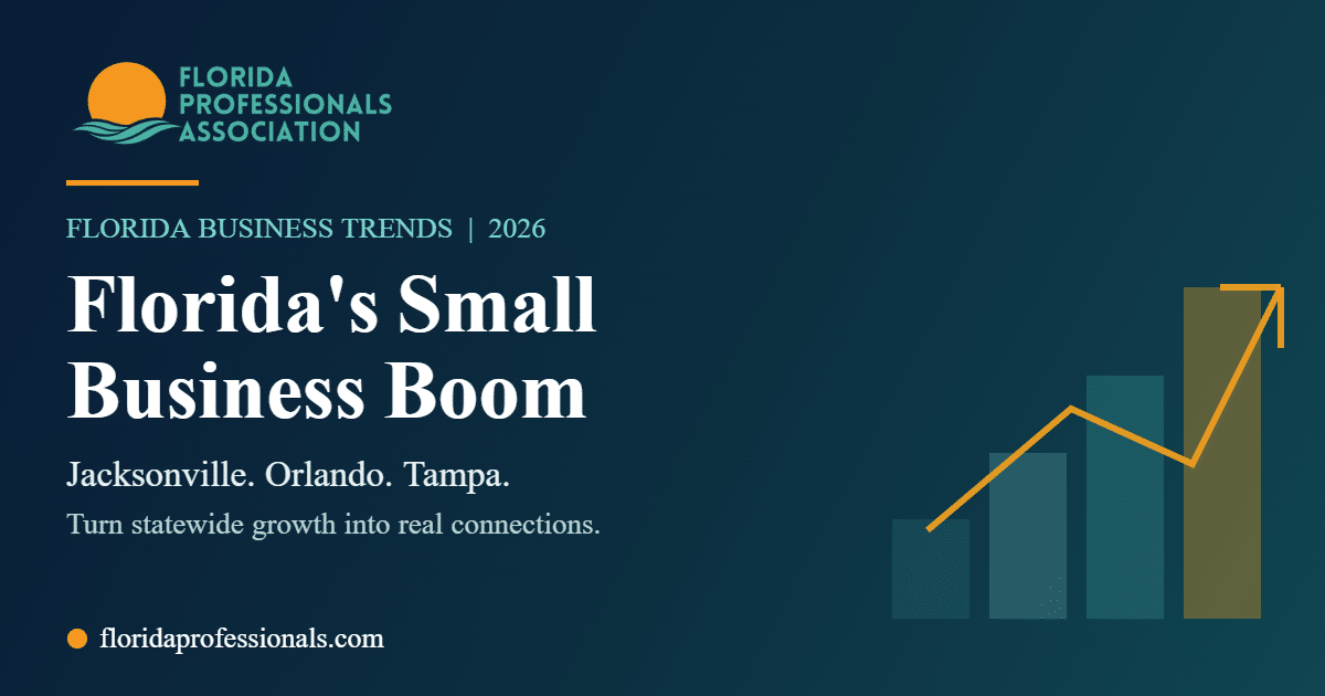 Florida small business growth 2026 with Jacksonville, Orlando, and Tampa leading, Florida Professionals Association